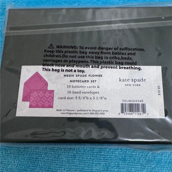 NEW kate spade Pink Neon Spade Flower Notecard Set - Picture 3 of 5